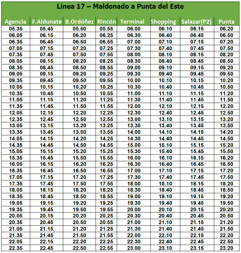 Maldonado Turismo Linea 17