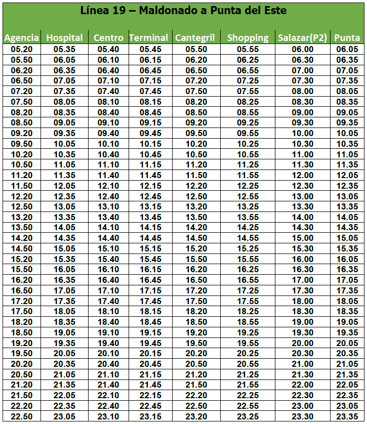 Maldonado Turismo Linea 19