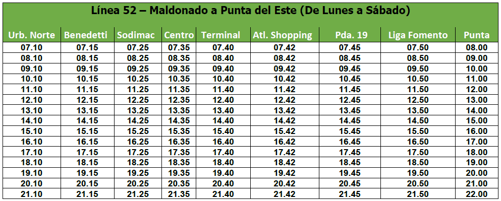 Maldonado Turismo Linea 52