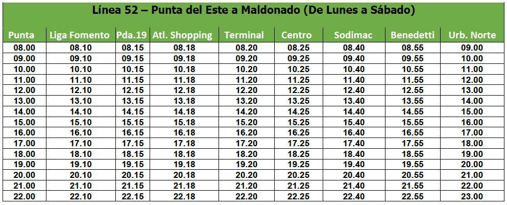 Maldonado Turismo Linea 52