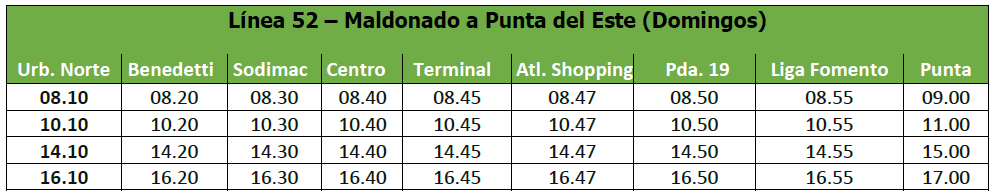 Maldonado Turismo Linea 52