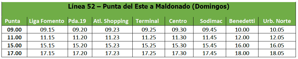 Maldonado Turismo Linea 52