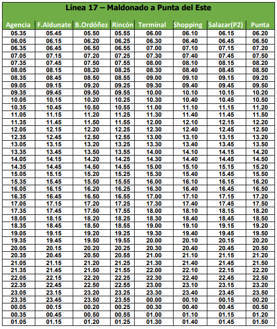 Maldonado Turismo Linea 17