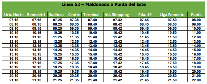 Maldonado Turismo Linea 52