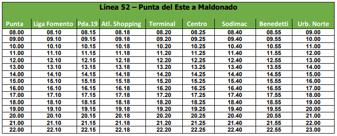 Maldonado Turismo Linea 52